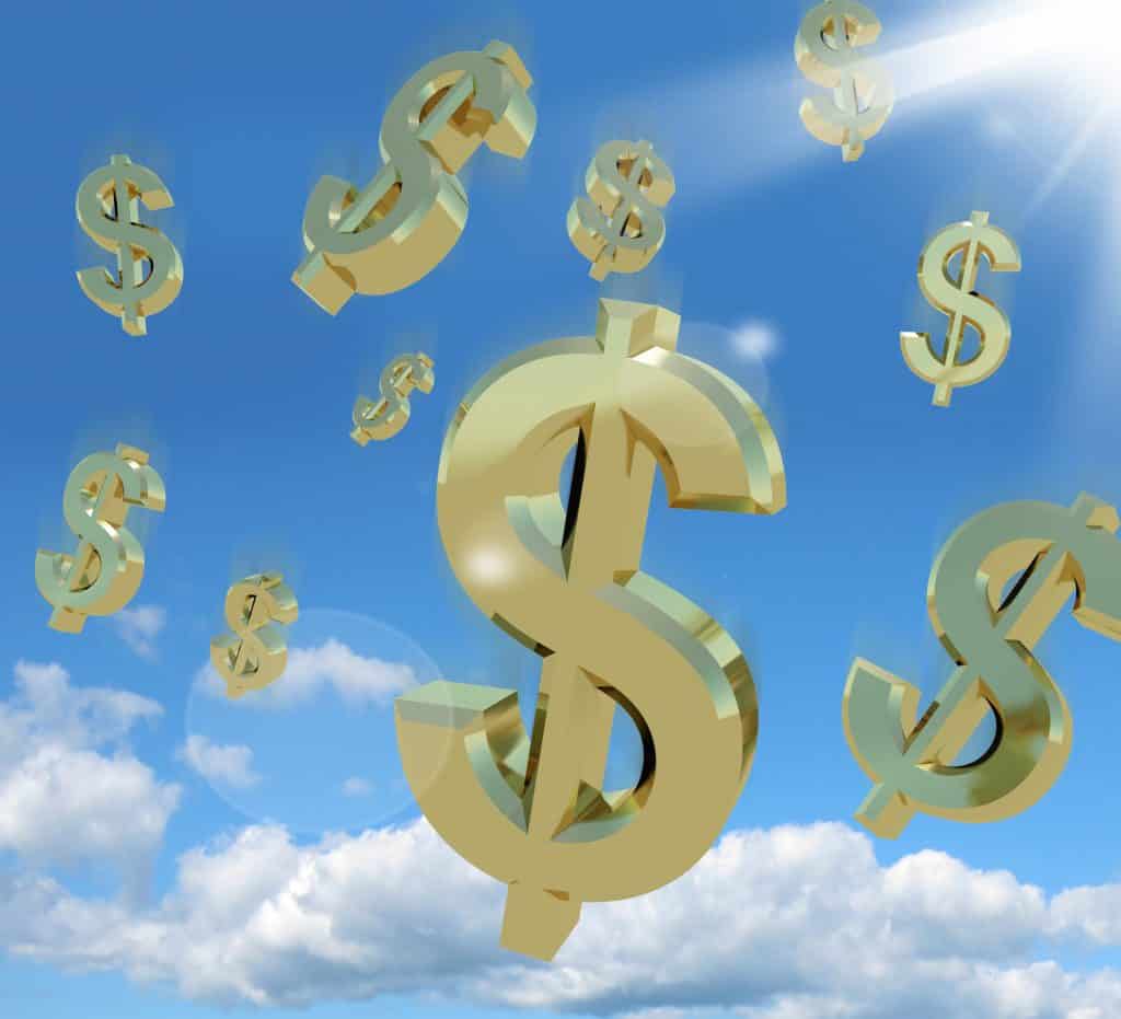 dollar signs in sky - wealth and abundance all around